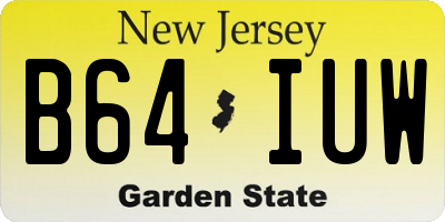 NJ license plate B64IUW