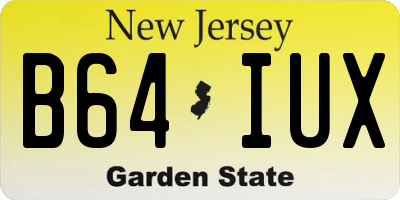 NJ license plate B64IUX