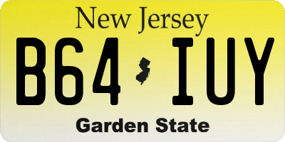 NJ license plate B64IUY
