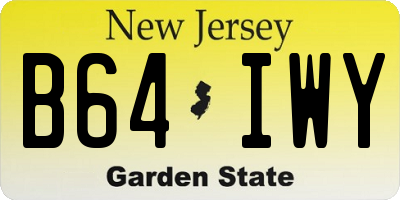 NJ license plate B64IWY