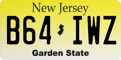 NJ license plate B64IWZ