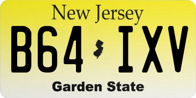 NJ license plate B64IXV