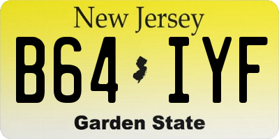 NJ license plate B64IYF