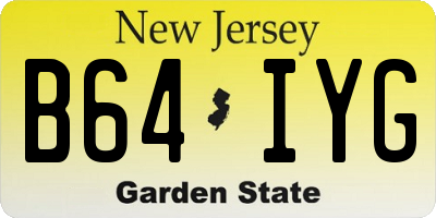 NJ license plate B64IYG