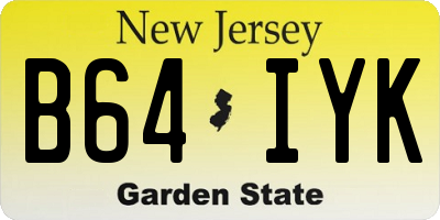 NJ license plate B64IYK