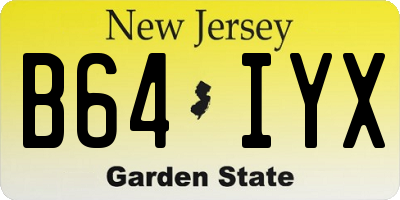 NJ license plate B64IYX