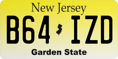 NJ license plate B64IZD