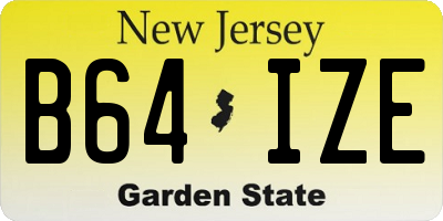 NJ license plate B64IZE
