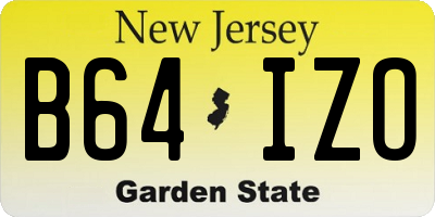 NJ license plate B64IZO