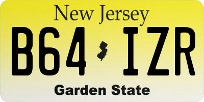 NJ license plate B64IZR