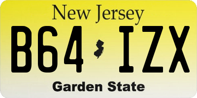 NJ license plate B64IZX