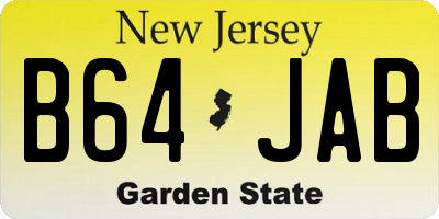 NJ license plate B64JAB
