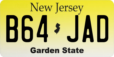 NJ license plate B64JAD