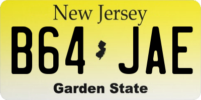 NJ license plate B64JAE