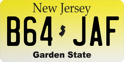 NJ license plate B64JAF