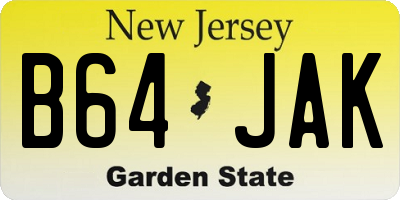 NJ license plate B64JAK
