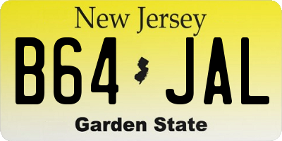 NJ license plate B64JAL