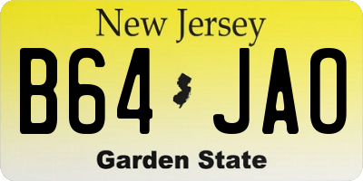 NJ license plate B64JAO