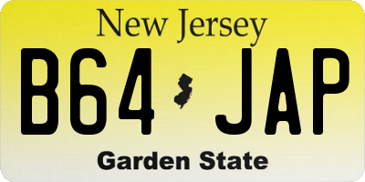 NJ license plate B64JAP