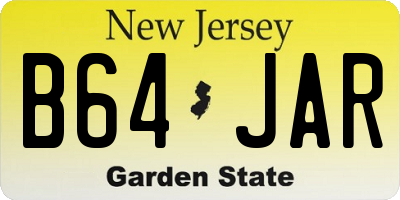 NJ license plate B64JAR