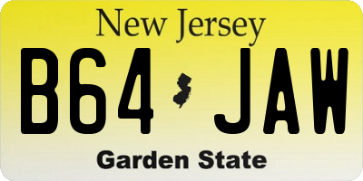 NJ license plate B64JAW