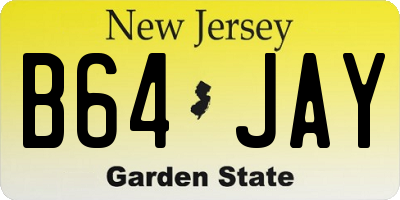 NJ license plate B64JAY