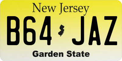 NJ license plate B64JAZ