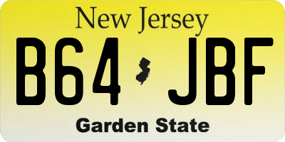 NJ license plate B64JBF