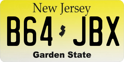 NJ license plate B64JBX
