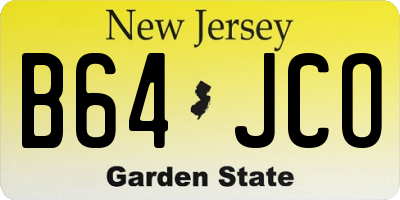 NJ license plate B64JCO