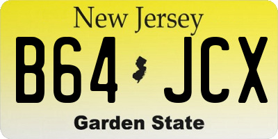 NJ license plate B64JCX