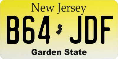NJ license plate B64JDF