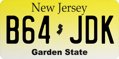 NJ license plate B64JDK