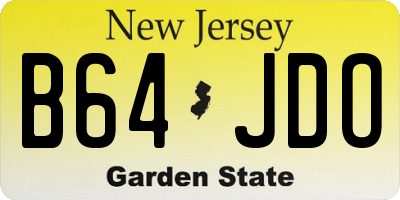 NJ license plate B64JDO