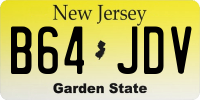 NJ license plate B64JDV