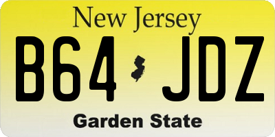 NJ license plate B64JDZ
