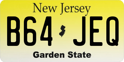 NJ license plate B64JEQ