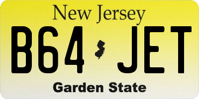 NJ license plate B64JET