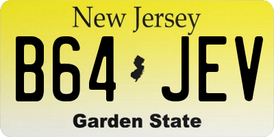 NJ license plate B64JEV