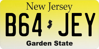 NJ license plate B64JEY