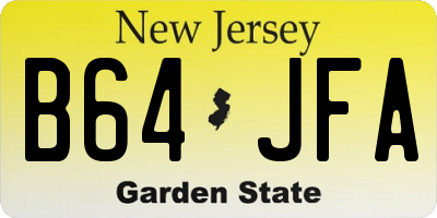 NJ license plate B64JFA