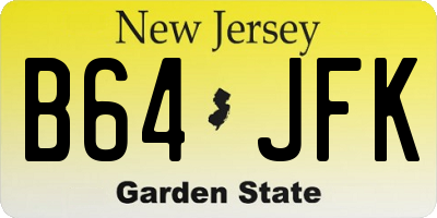 NJ license plate B64JFK
