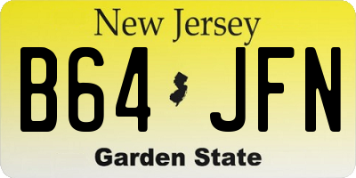 NJ license plate B64JFN