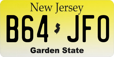 NJ license plate B64JFO