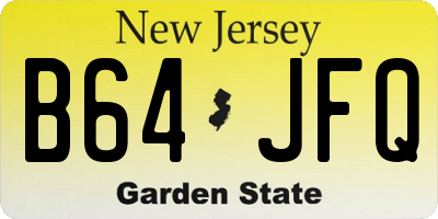 NJ license plate B64JFQ