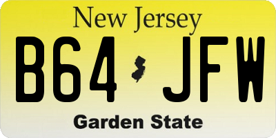 NJ license plate B64JFW