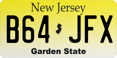 NJ license plate B64JFX