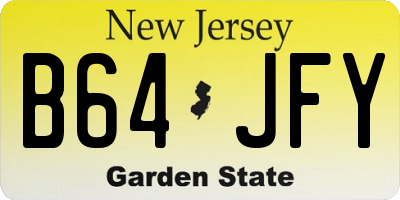 NJ license plate B64JFY