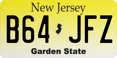 NJ license plate B64JFZ