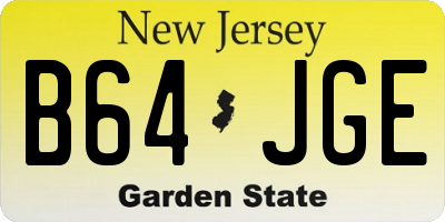 NJ license plate B64JGE